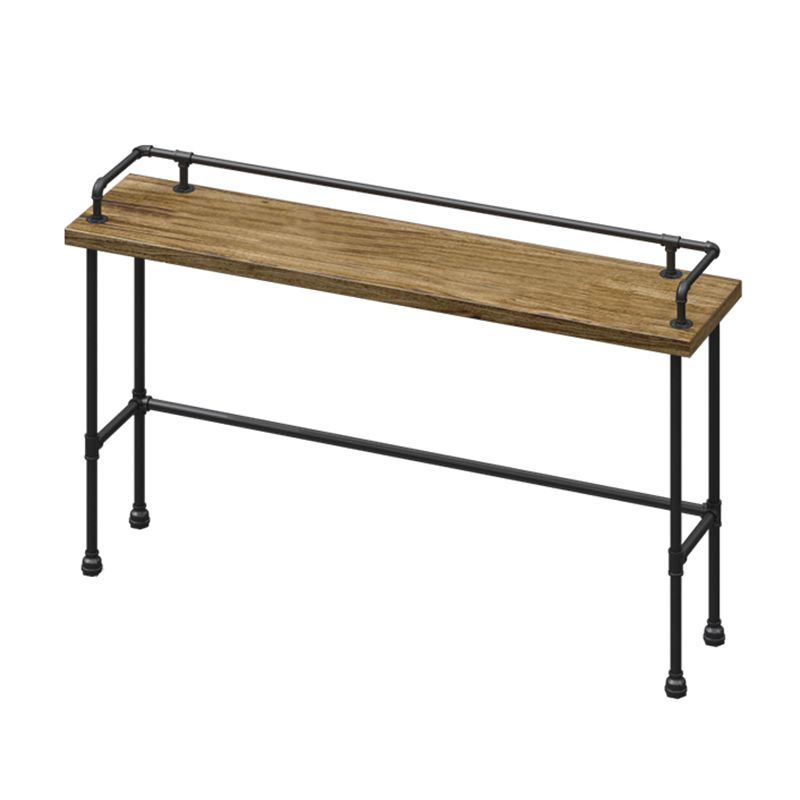 Industrial Wood Bar Table with Rectangle Table Top Black Trestle Table - 42" H