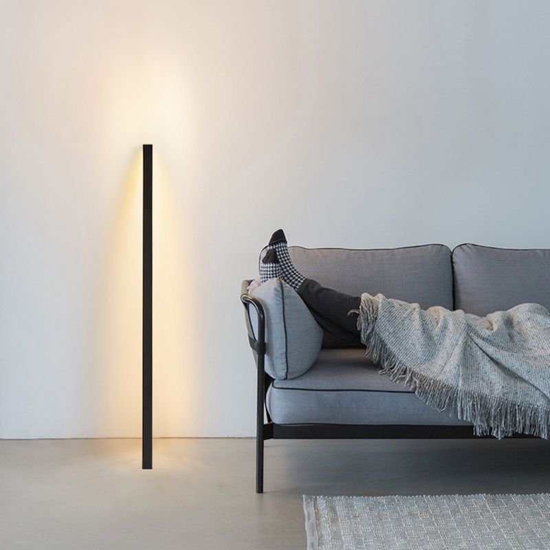 Aluminum Bar Shaped Floor Light Minimalist Living Room LED Floor Lamp against Wall