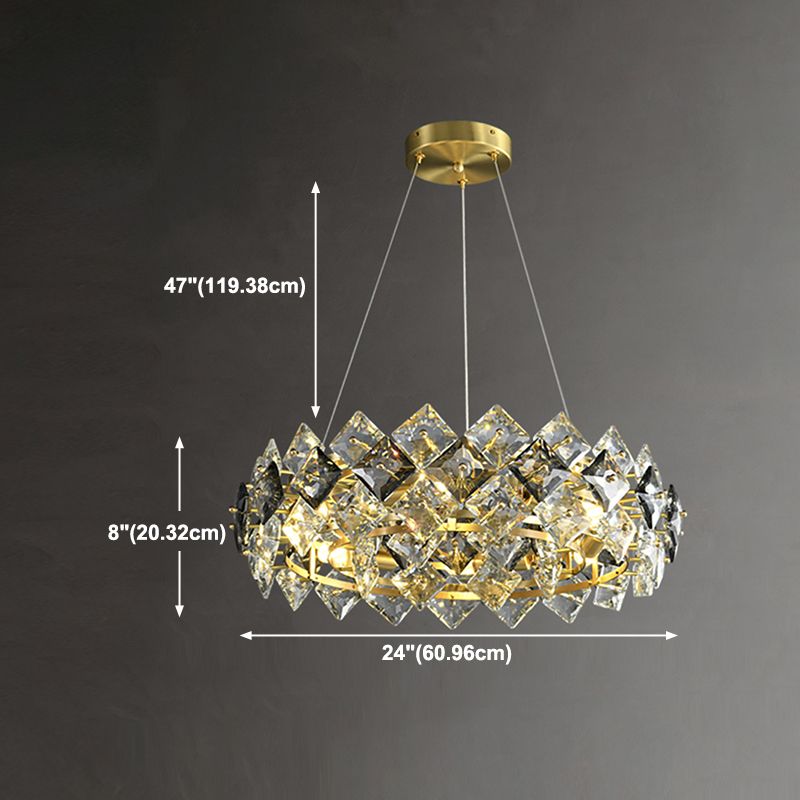 Geometry Shape Pendant Chandeliers Contemporary Style Crystal Chandelier Lights in Gold