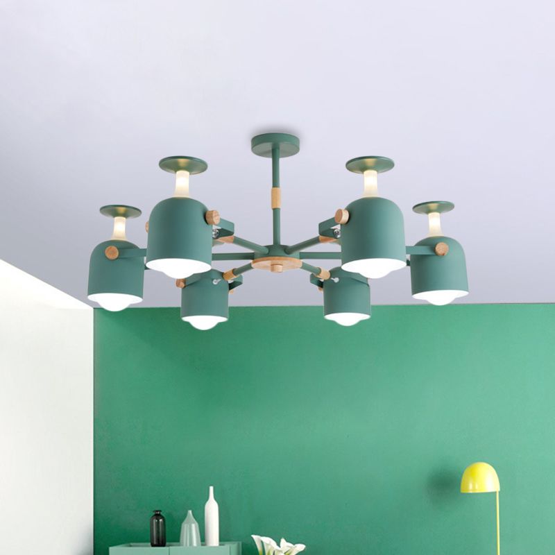 Green/Grey/White Goblet Shaped Chandelier Light Nordic Candy Colored Pendant Light for Kid Bedroom Kindergarten