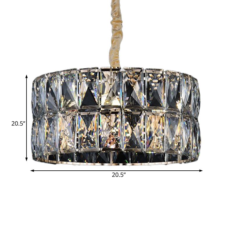 Clear Crystal Round Chandelier Lighting Modernist Multi Lights Black Hanging Ceiling Lamp for Living Room