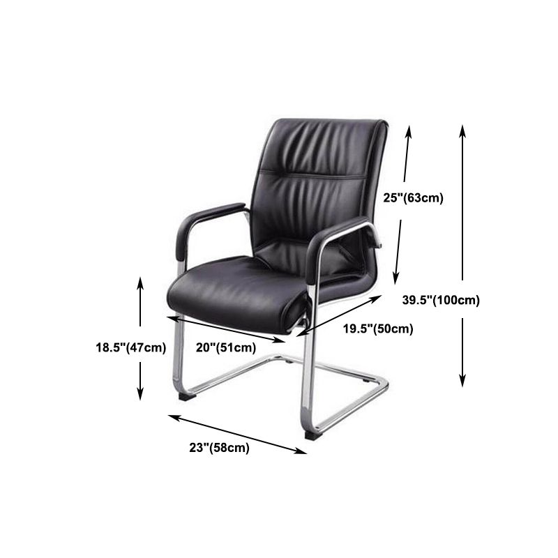 No Wheels Modern Conference Chair Fixed Arms Leather Management Conference Chair