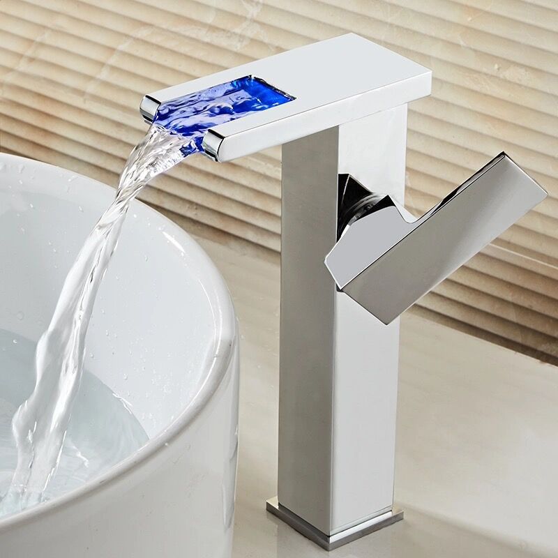 1-Handle Lavatory Faucet 1-Hole Vessel Sink Faucet with LED Lighting