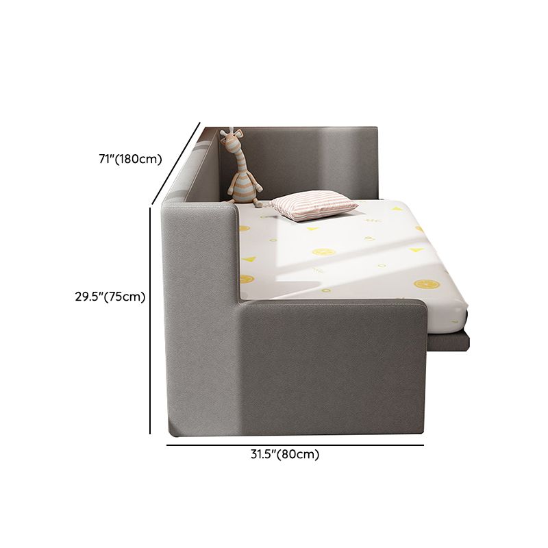 Glam Nursery Crib Pine with Guardrail Wood Gray Upholstered Nursery Bed