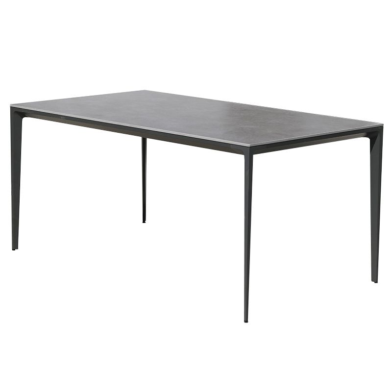 Metal Industrial Dining Table Gray Water Resistant Patio Table