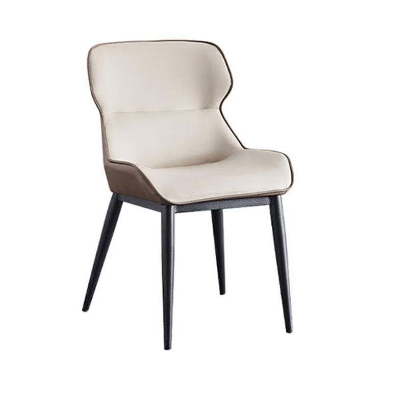 Leather Dining Side Chair Modern Upholstered Dining Chair with Black Legs