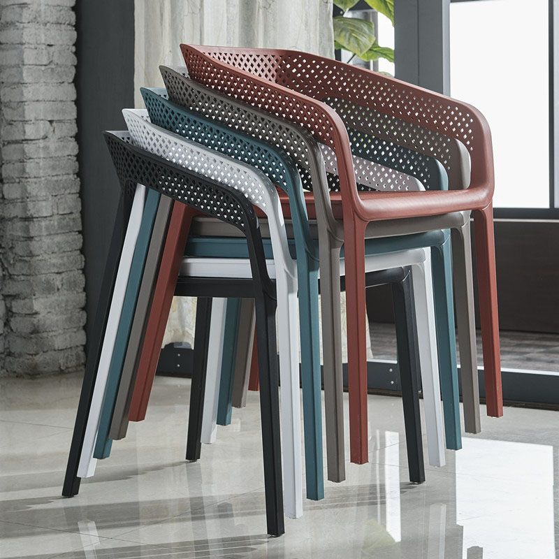 Contemporary Stackable Chair Dining Kitchen Arm Chairs with Plastic Legs