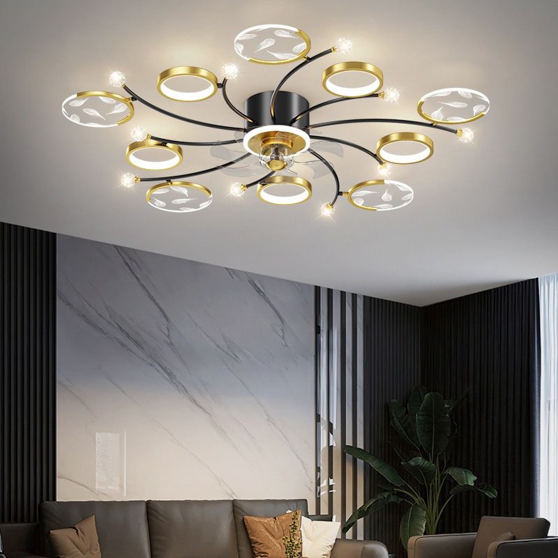 6/8/10-Light Golden Ceiling Fan Lamp LED Ceiling Fan Light for Living Room