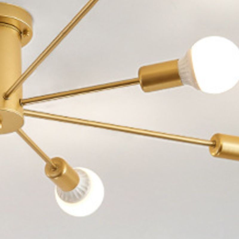 Modern Flush Mount Ceiling Light Golden Metal Lighting for Home