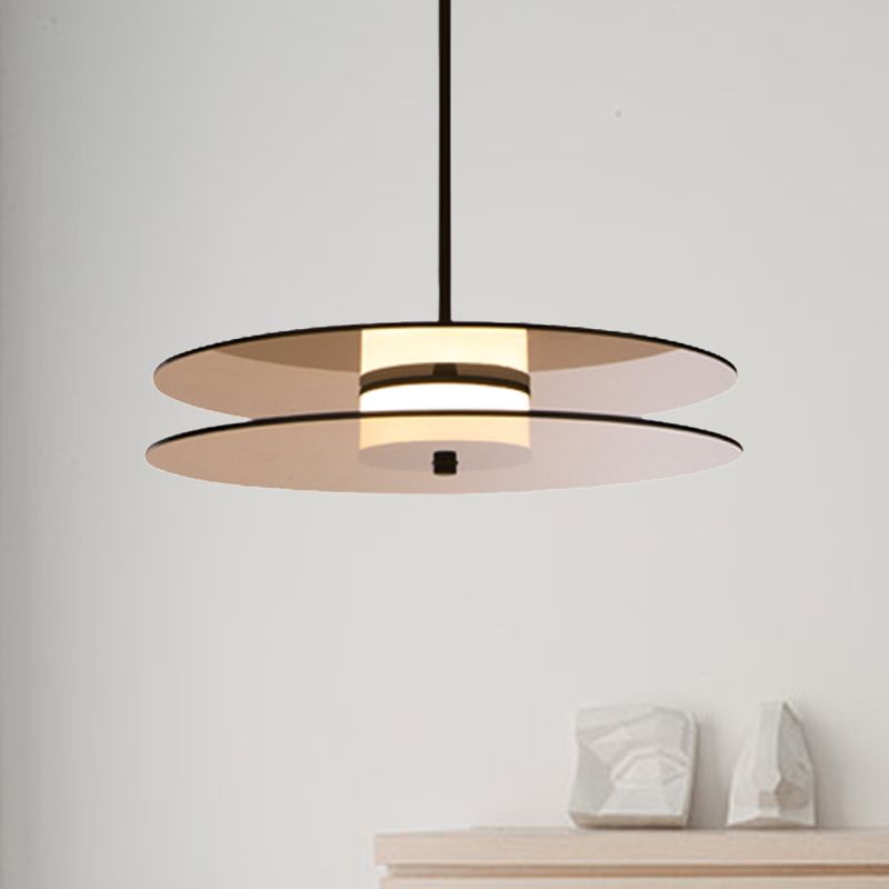 Amber Glass Disc Pendant Lighting met horizontaal/verticaal ontwerp Modern 1 licht LED -hangende lampbevestiging