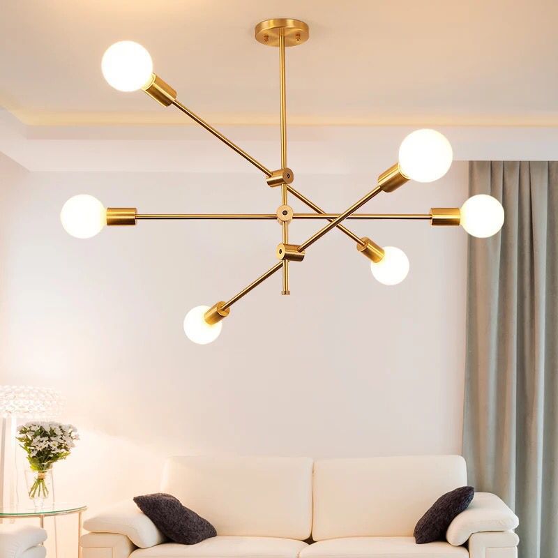 Molecular Metal Chandelier Lighting Industrial Exposed Bulb Hanging Pendant Light for Living Room