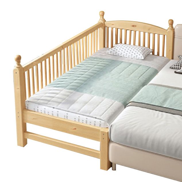 Light Wood Baby Crib Standard Pine Nursery Bed with Guardrail