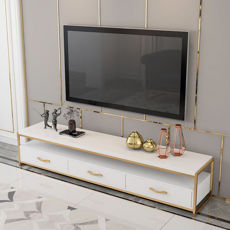 Glam TV Media Stand Open Storage Media Console with 3 Drawers