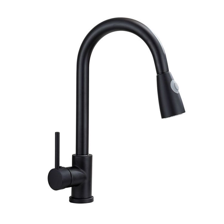 Modern Gooseneck Kitchen Bar Faucet Swivel Spout with Pull Down Sprayer