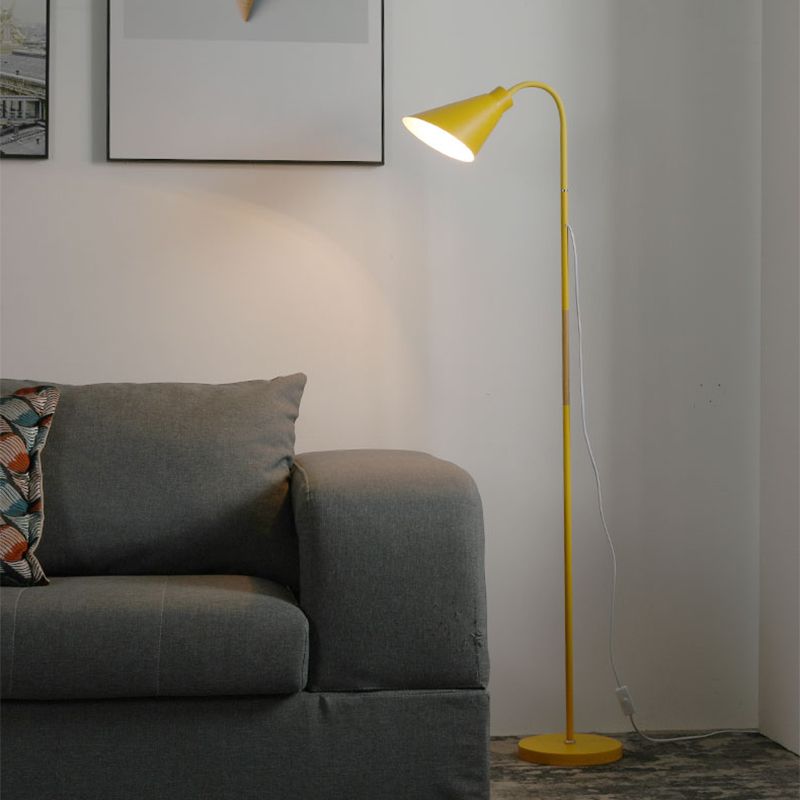 Metal Flexible Gooseneck Floor Lamp Nordic 1 Head Standing Light with Cone Shade