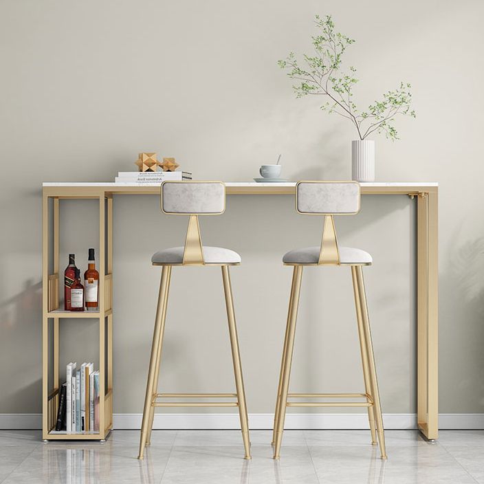 Glam -stijl 41.3 "H Bar Tabel Marmeren Wit Rechthoek Top Bistro Table voor woonkamer