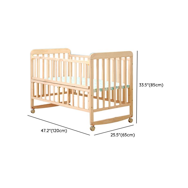 Farmhouse / Country Baby Crib Wood with Guardrail Washed Natural Nursery Bed