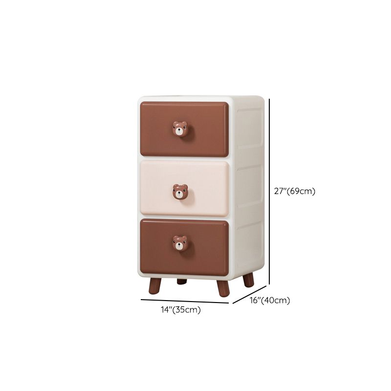 Northern European Vertical Kids Nightstand Pink/Brown Plastic Nursery Dresser for Room