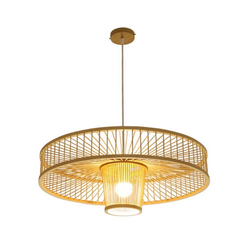 Drum Hanging Pendant Light Chinese Bamboo Pendant Light Fixtures for Living Room