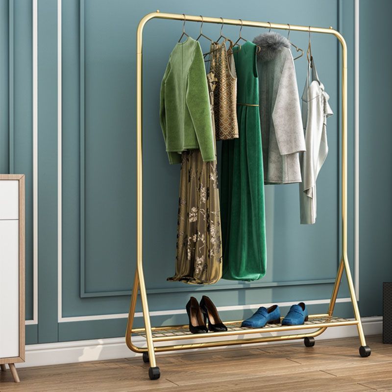 Contemporary Coat Hanger Free Standing Metal Coat Rack with Storage Shelving