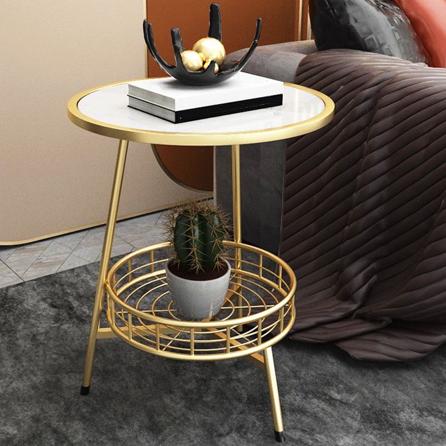 Shelving Glam Bedside Cabinet Open Storage Metal Bed Nightstand with Legs