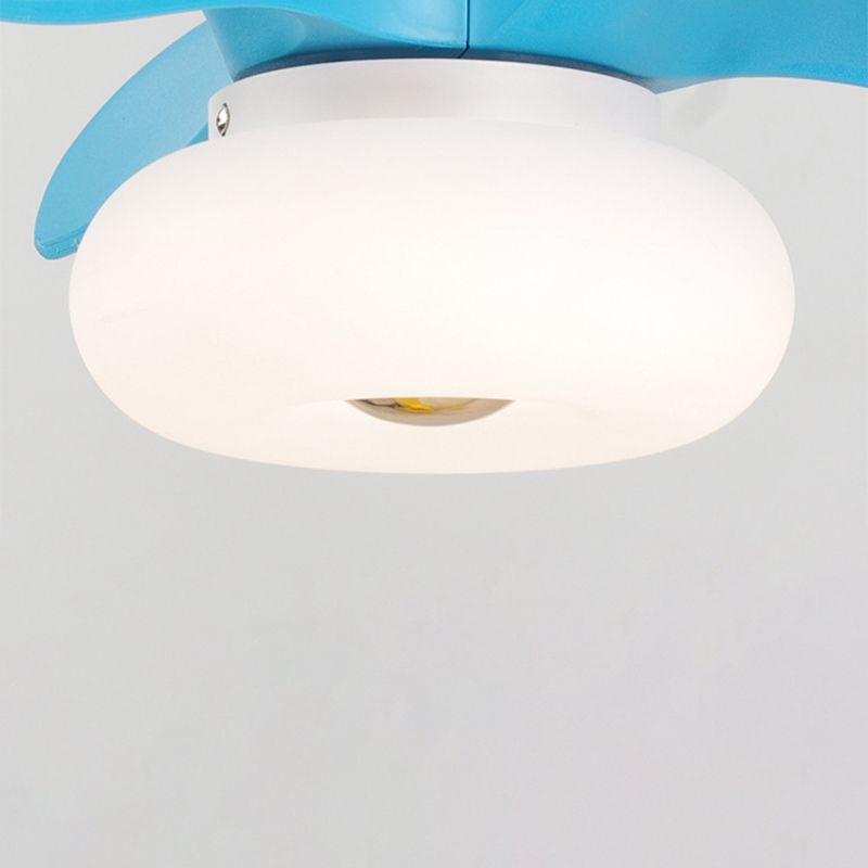 Macaron Round Hanging Fan Light Acrylic Kids Bedroom LED Semi Flush Mount