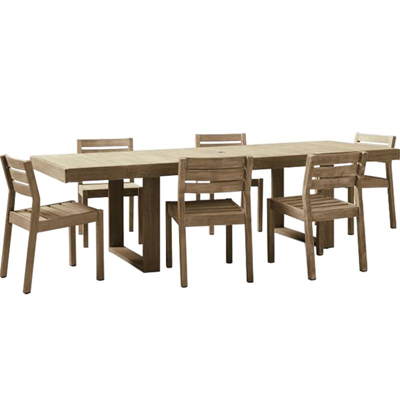 Contemporary Style Top Dining Table Solid Wood Outdoor Dining Table