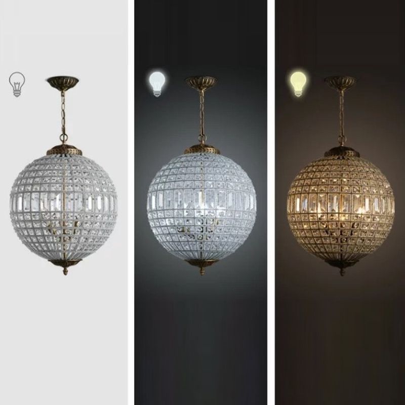 Crystal Globe Chandelier Lighting Simple Style Suspension Light for Dining Room