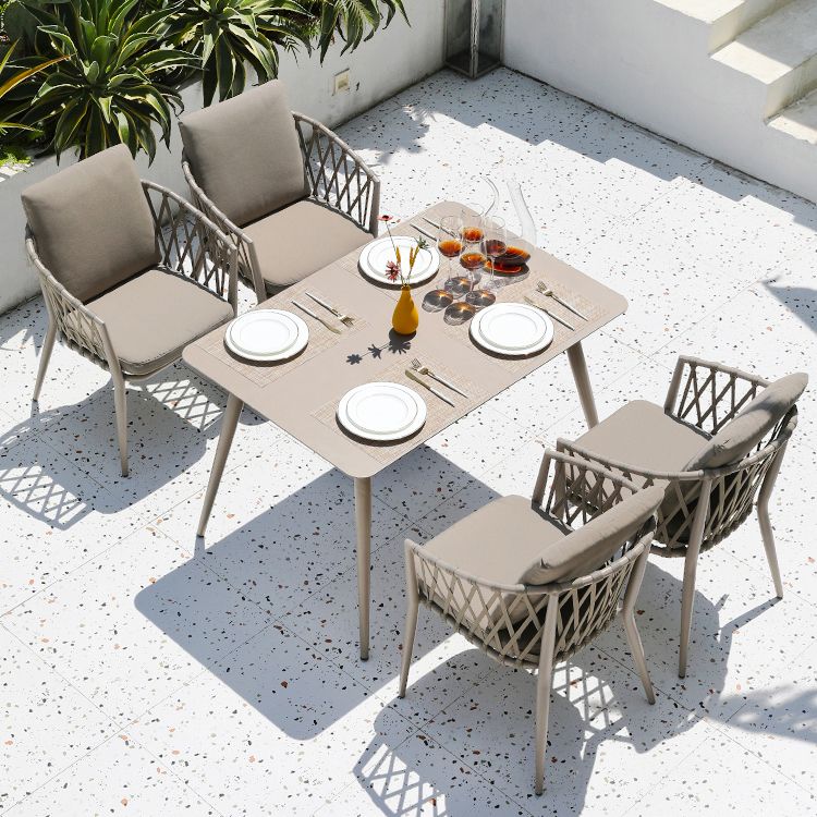 Contemporary Outdoor Patio Table Mildew Resistant Dining Table