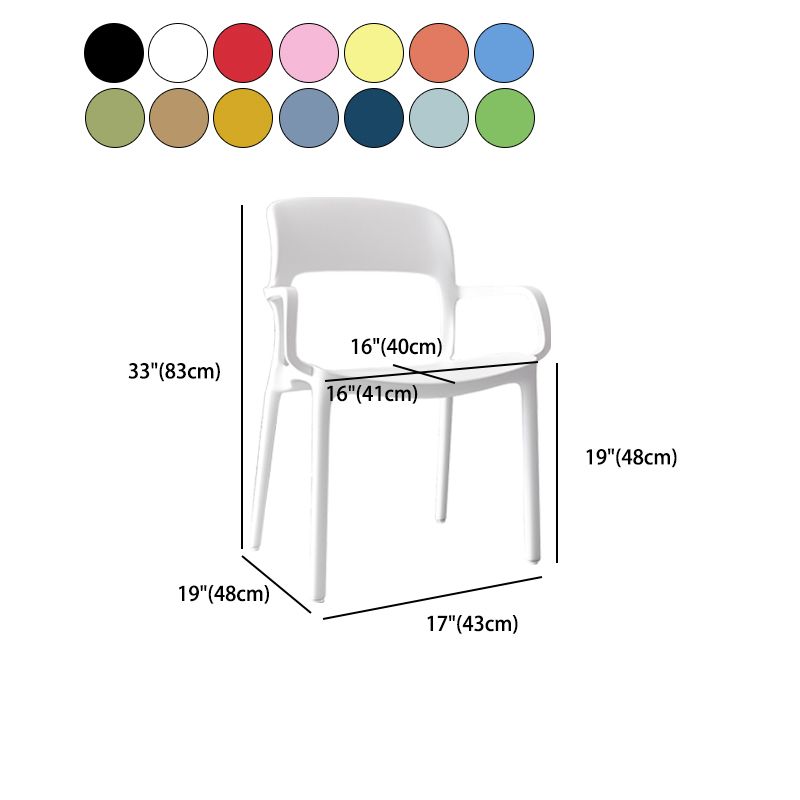 Scandinavian Study Room Open Arm Chair Matte Finish Plastic Dining Chair