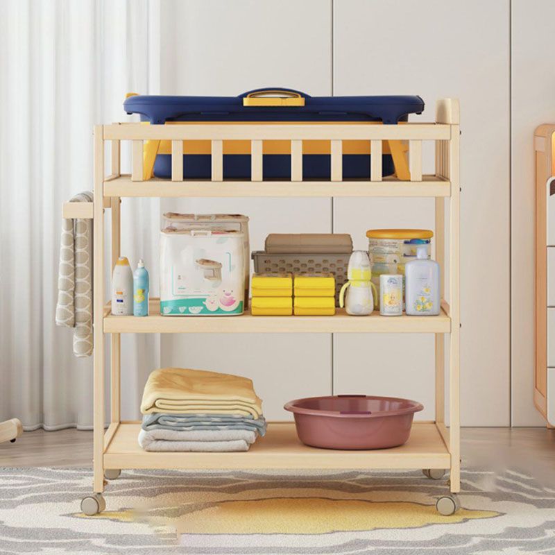 Solid Wood Flat Top Changing Table with Storage Shelf 2-in-1 Baby Changing Table