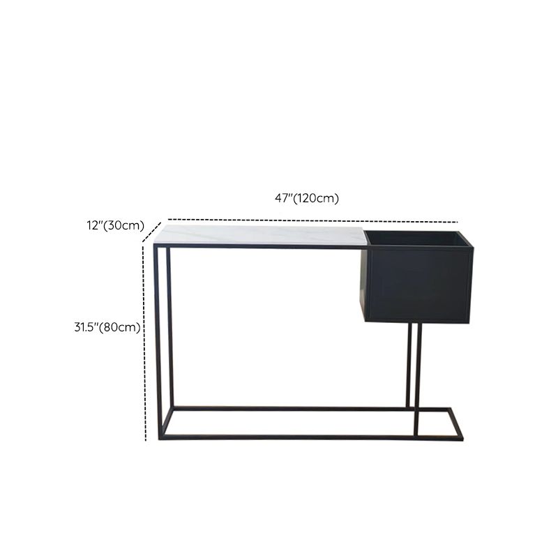 Contemporary Iron Console Accent Table with Shelves for Hall