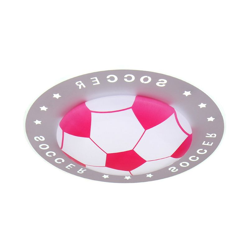 Kid Bedroom Flat Football Flush Mount Light Metal Acrylique Sport Style LED Ceiling Lamp