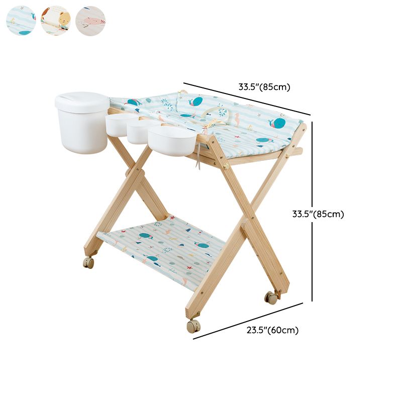 Modern Wooden Baby Changing Table Safety Rails Changing Table with Shelf