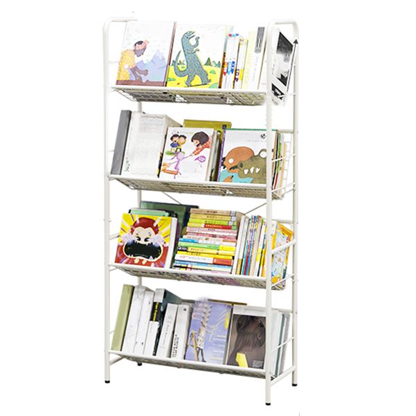 Contemporary Closed Back Bookshelf Metal Vertical Shelf Bookcase for Living Room