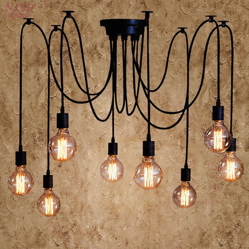 Industriële stijl kale bol multi -head hanglight retro spider -vormige hanglamp voor bar