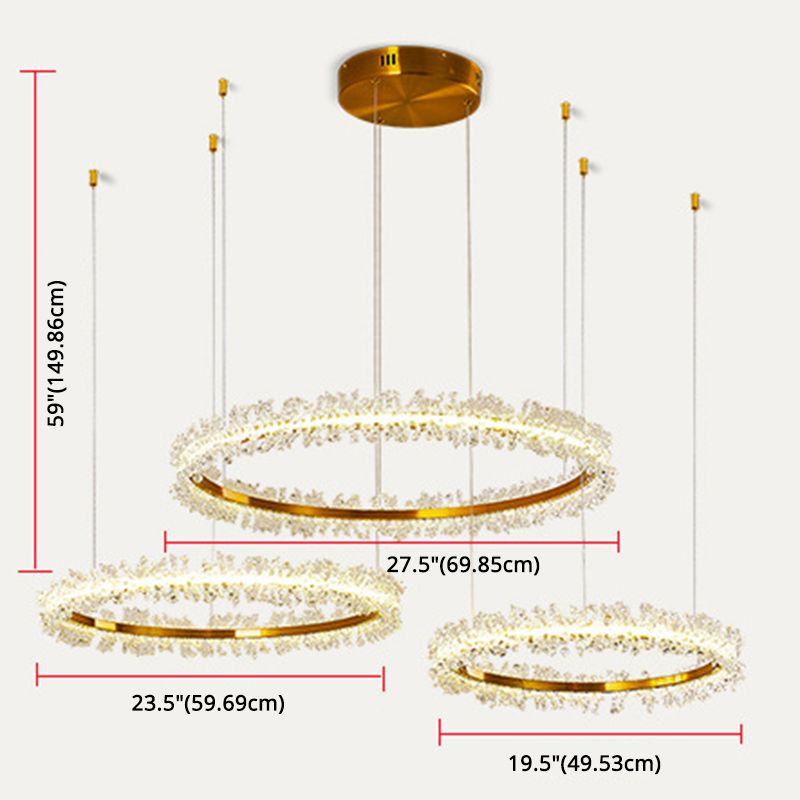 Simple casse élégant Pendant lustre de fleur de fleur de fleur de cristal LED LED HOSTING LEIR en or