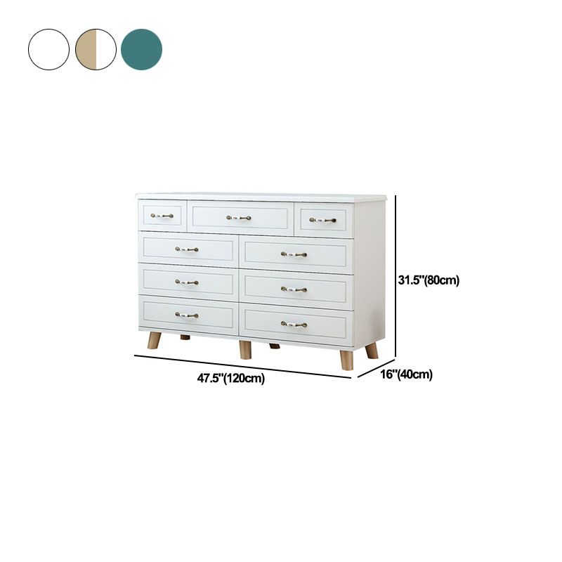 16" D White / Green Storage Chest Artificial Wood Storage Chest Dresser with Drawers