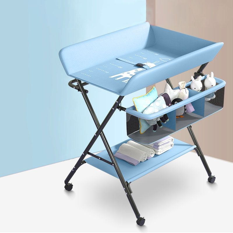 Modern Metal Changing Table Flat Top Baby Changing Table With Safety Rails