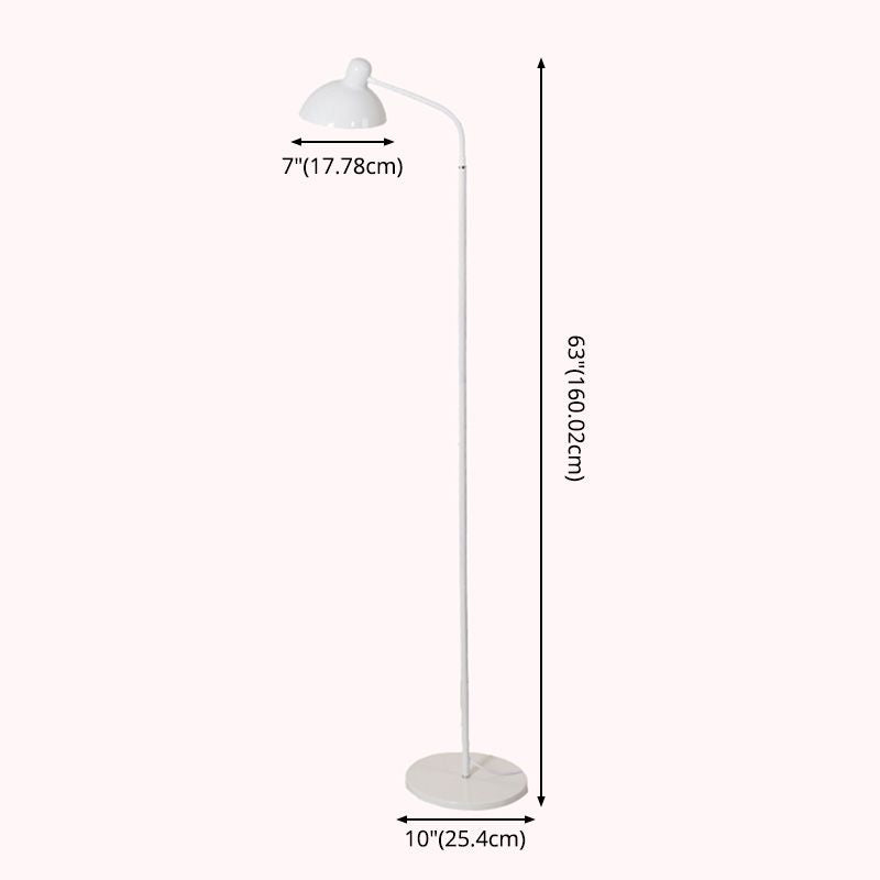 Macaron Bowl Shade Reading Floor Lamp Metal Single-Bulb Living Room Floor Light