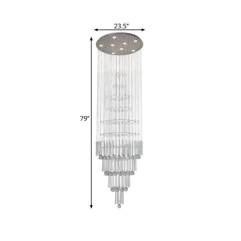 Crystal White Cluster Pendant Light Orbs and Rods 8 Lights Modern LED Hanging Ceiling Lamp