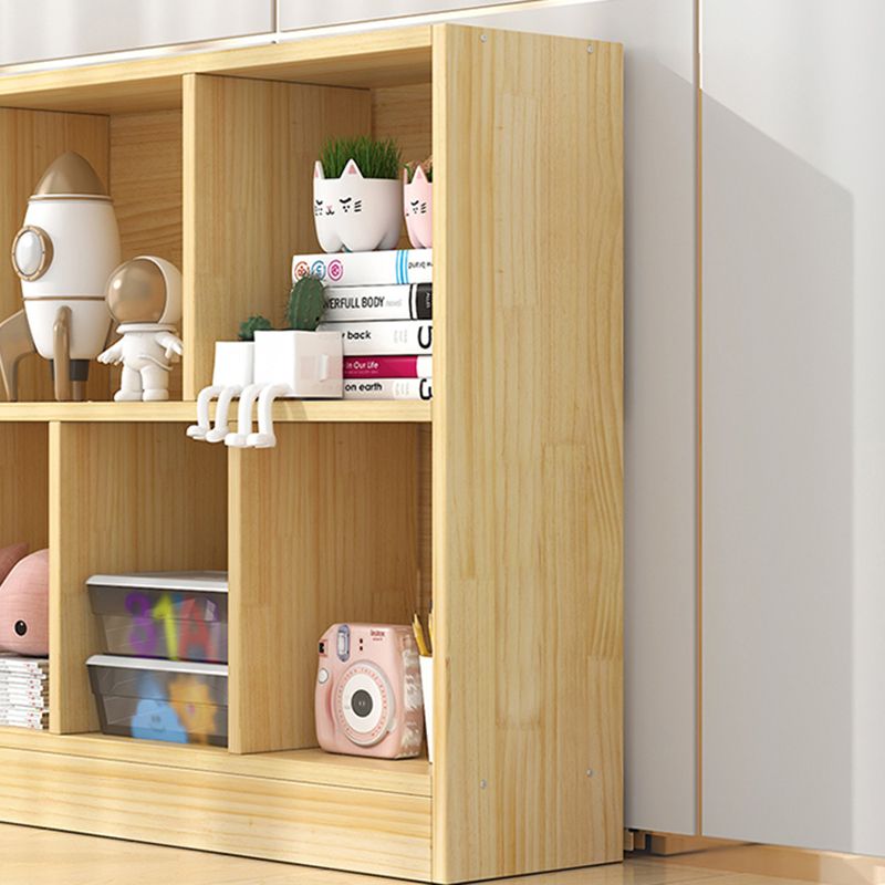 Scandinavian Book Shelf Pine Cubby Storage Bookcase in Closed Back