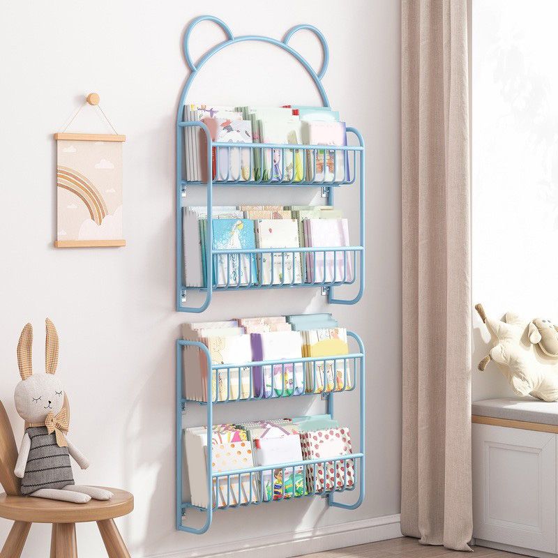 Closed Back Wall Mounted Bookshelf Metal Bookcase with Shelves