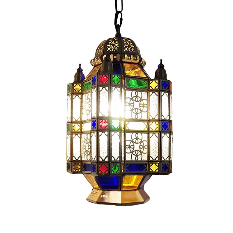 Lampadella in ottone in ottone in vetro smerigliato Lantern 3 Heads Art Deco Sospensione Light per il ristorante