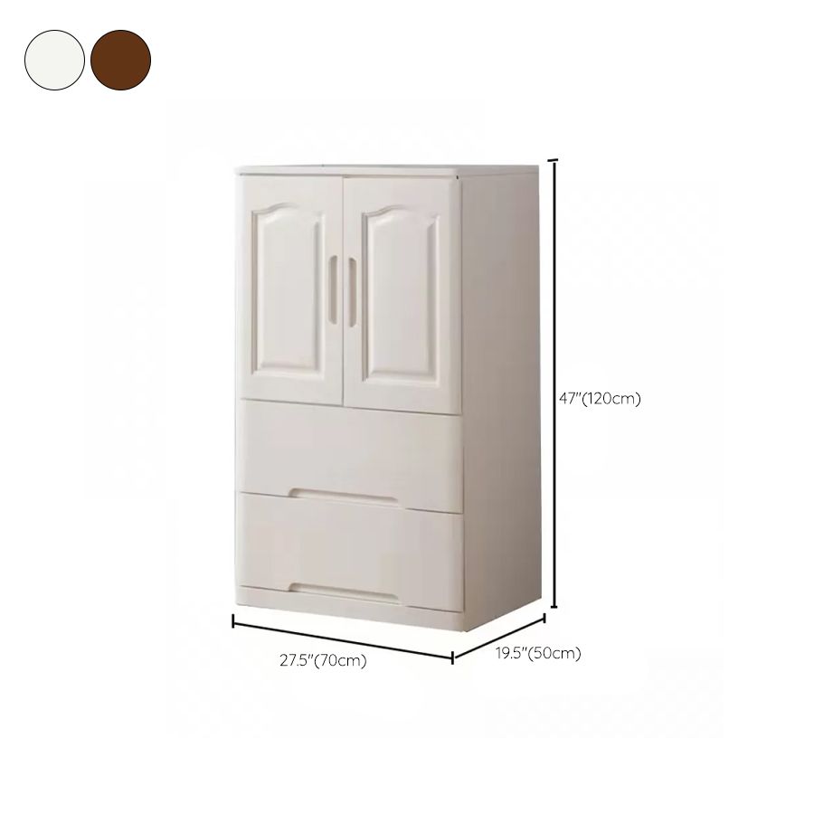 Solid Wood Kid's Wardrobe Matte Wardrobe Armoire with Lower Storage Drawers