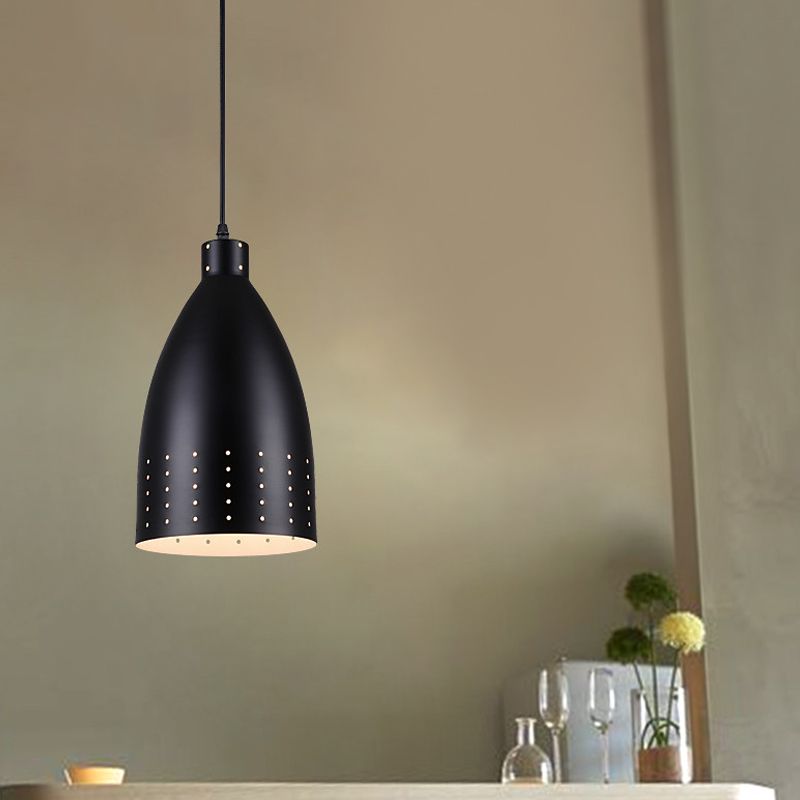 Lampada a ciondolo a cupola incisa nera Alluminio 6.5 "/9"/12 "1 sala da pranzo leggera giù per l'illuminazione