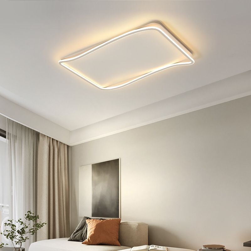 Modern Style Geometry Shape Ceiling Light Metal 1 Light Ceiling Lamp in White