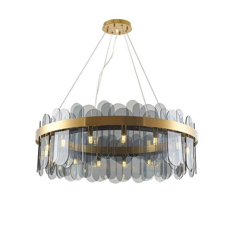 Ring Shape Ceiling Chandelier Modernist Style Glass Suspension Light for Living Room