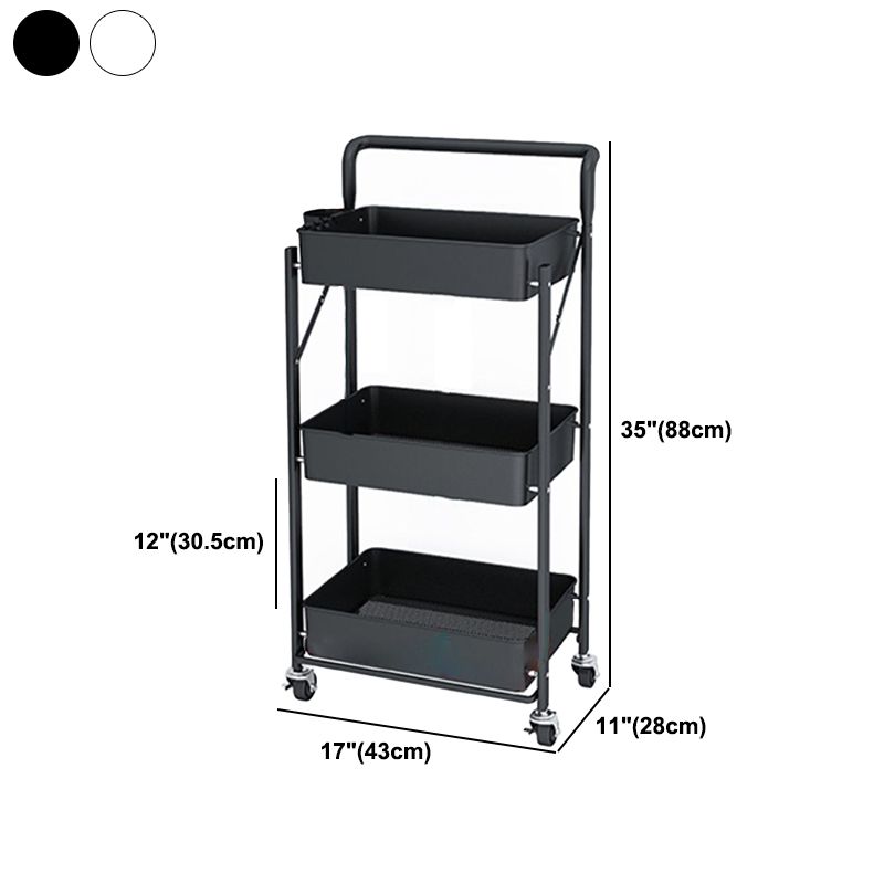 Modern Folding Bookcase Metal Etagere Bookshelf with Caster Wheels for Home