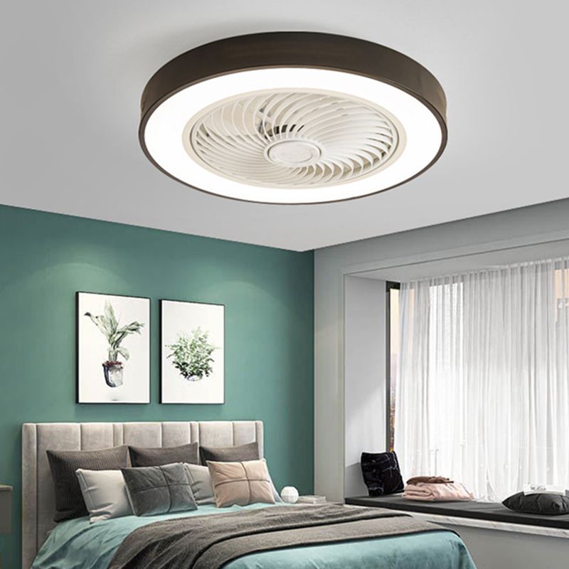 Modernism Drum Ceiling Fan Plastic and Acrylic LED Fan Fixture in 4 Colors